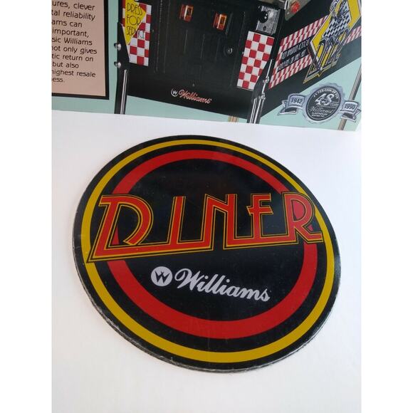 Diner Pinball Machine Flyer + Plastic Promo Coaster Vintage Original NOS 1990 - Picture 2 of 3